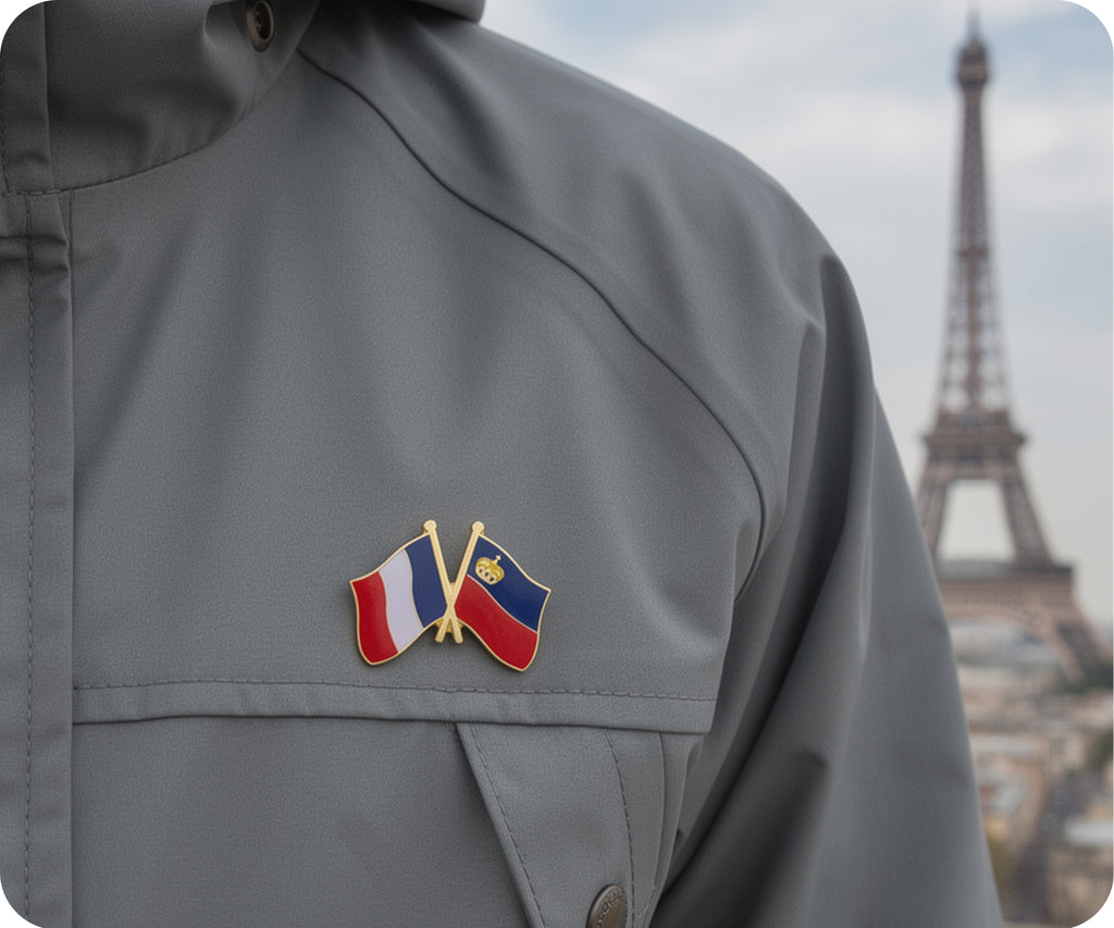 France & Liechtenstein Friendship Pin Badge