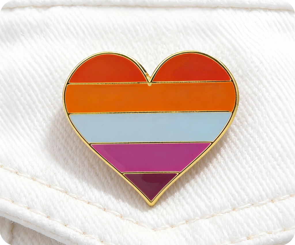Lesbian Rainbow Heart Pin Badge