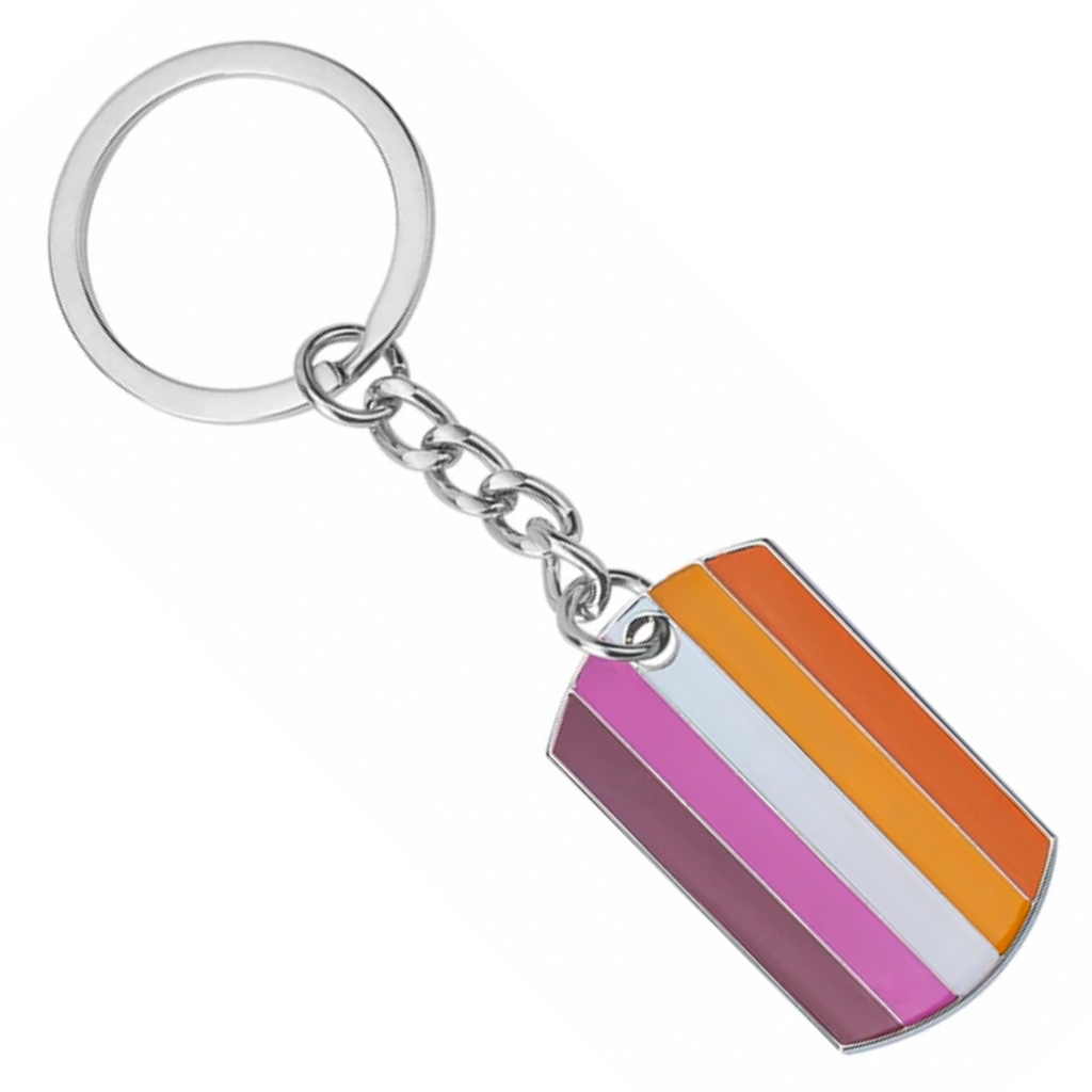 Progress Pride LGBTQI+ Flag Dog Tag Keyring | Metal Enamel