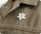 White Lilly Flower Pin Badge