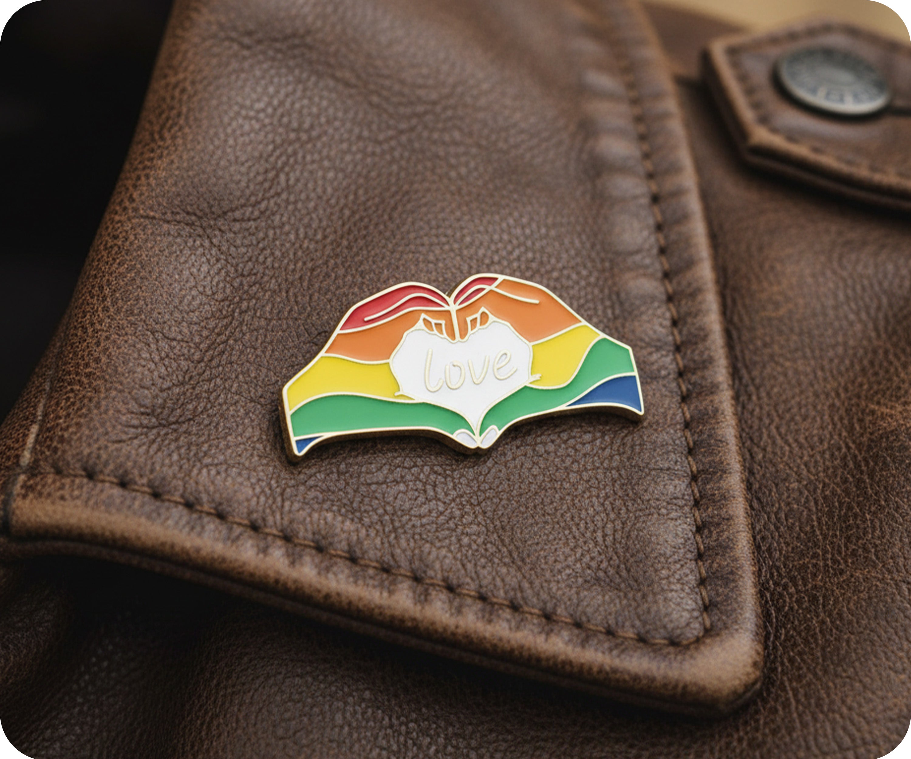 Insignia de Amor Manos Arcoíris del Orgullo LGBTQI+ Imagen secundaria del producto