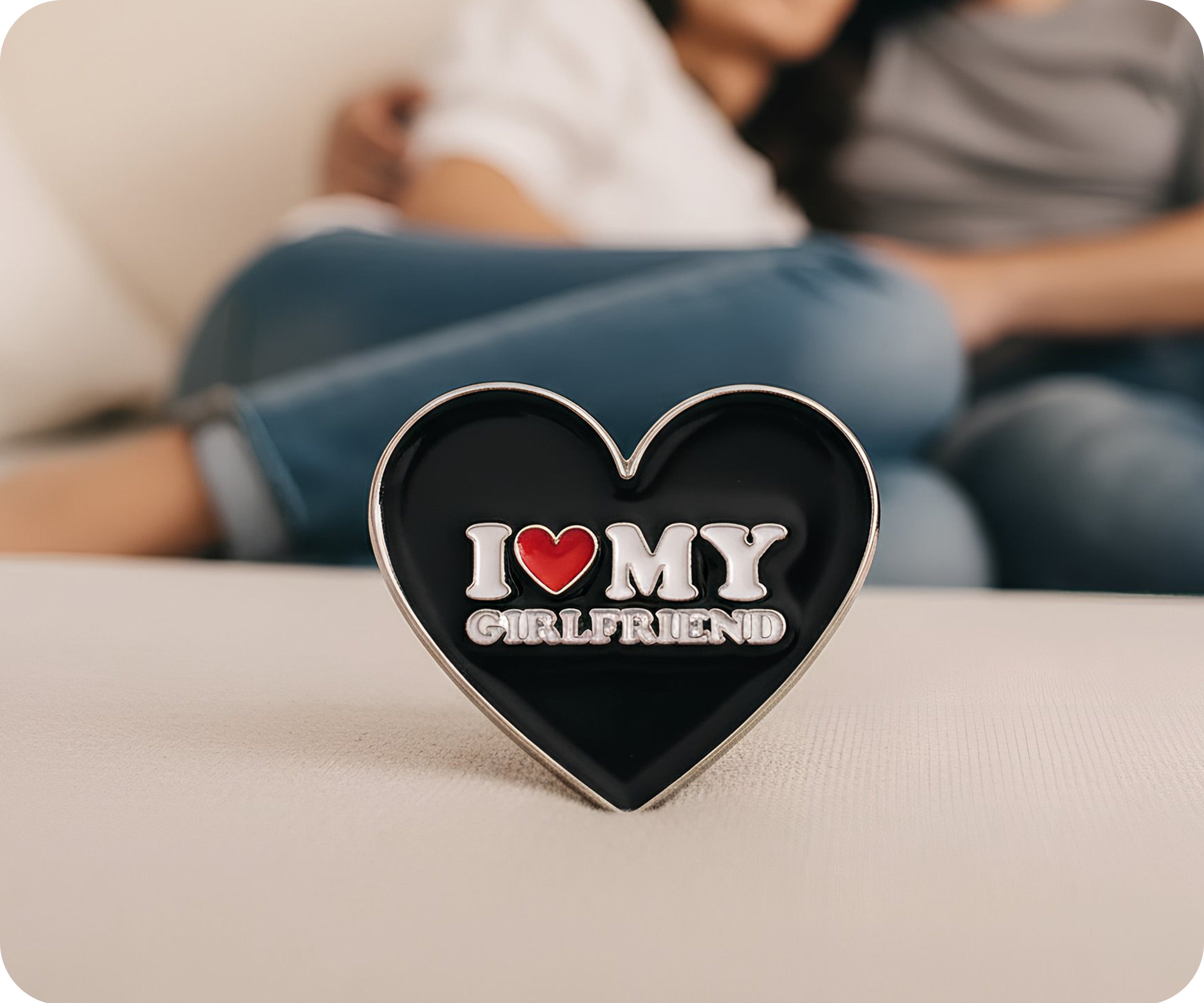 I Love My Girl Friend Heart Pin Badge