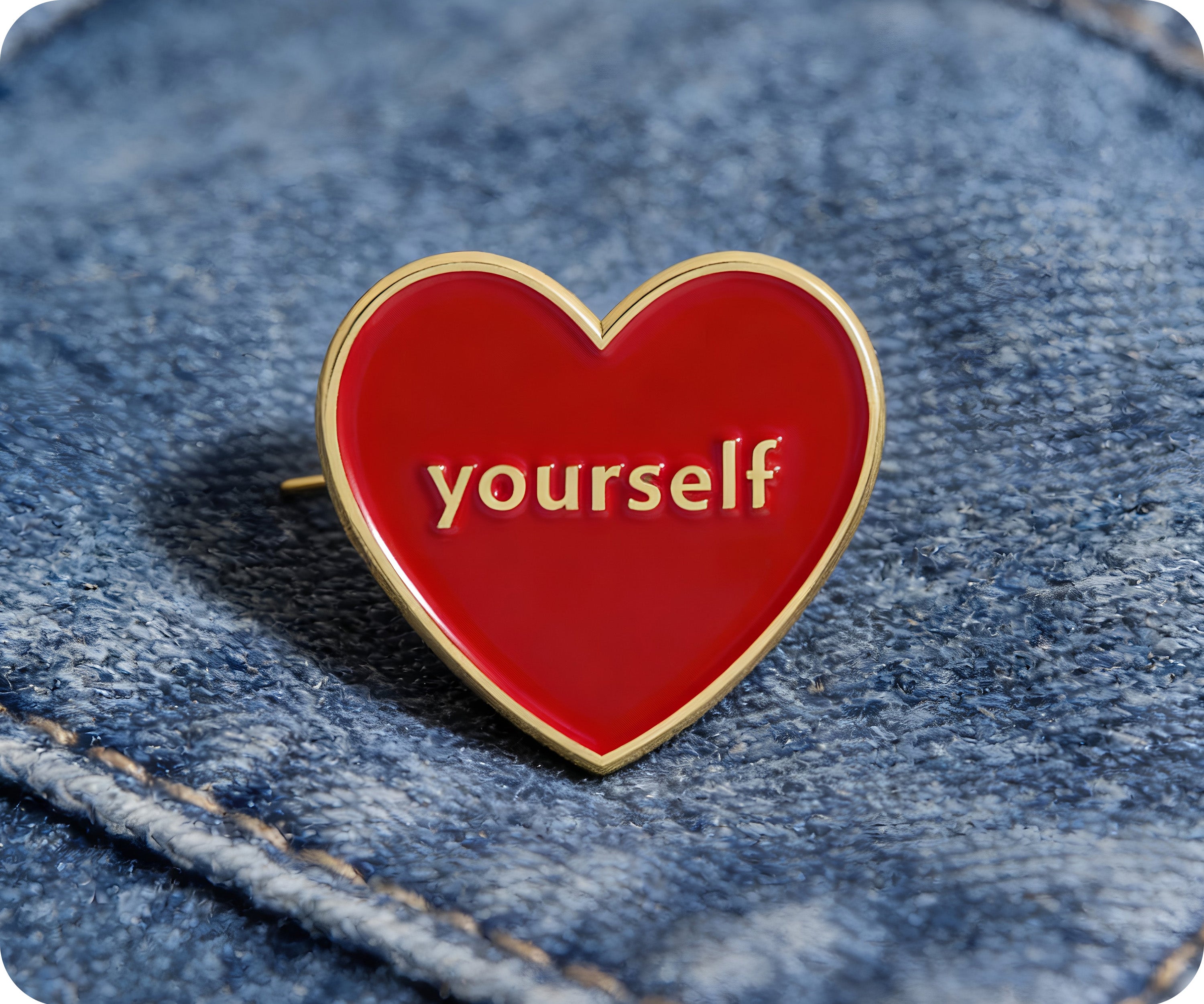 Insignia de pin "Ámate a ti mismo" en forma de corazón