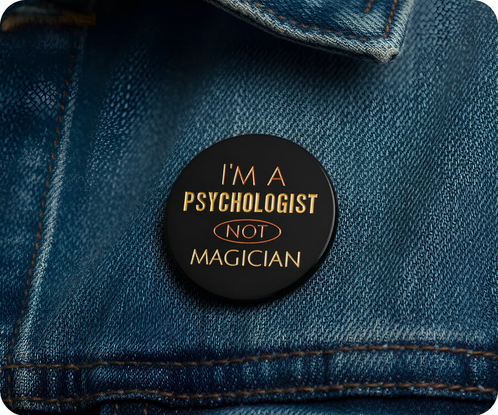I'm A Psychologist Not A Magician Pin Badge