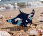 Manta Ray Ocean Glitter Pin Badge
