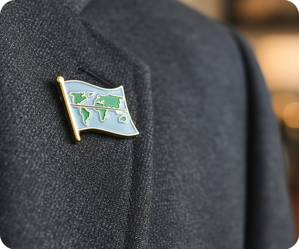 Equator Earth Map Flag Pin Badge