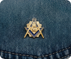 Masonic Gold & Blue Free Masons Compass Pin Badge