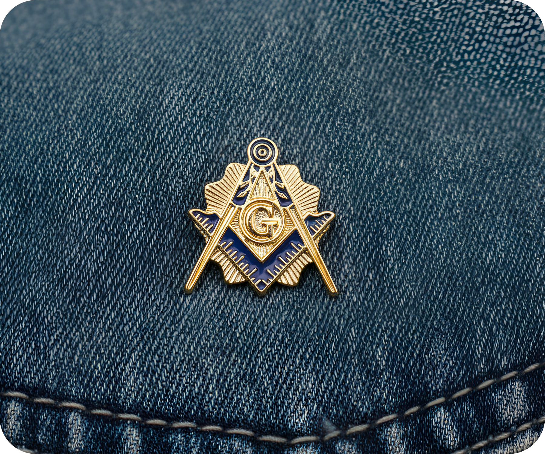 Masonic Gold & Blue Free Masons Compass Pin Badge