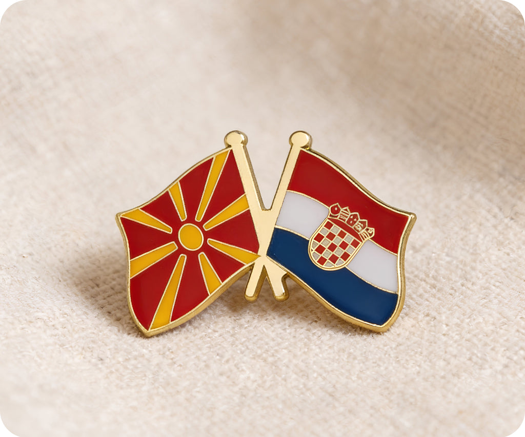 North Macedonia & Croatia Friendship Pin Badge