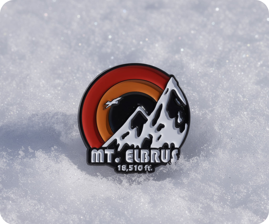 Mount Elbrus Russia Round Pin Badge