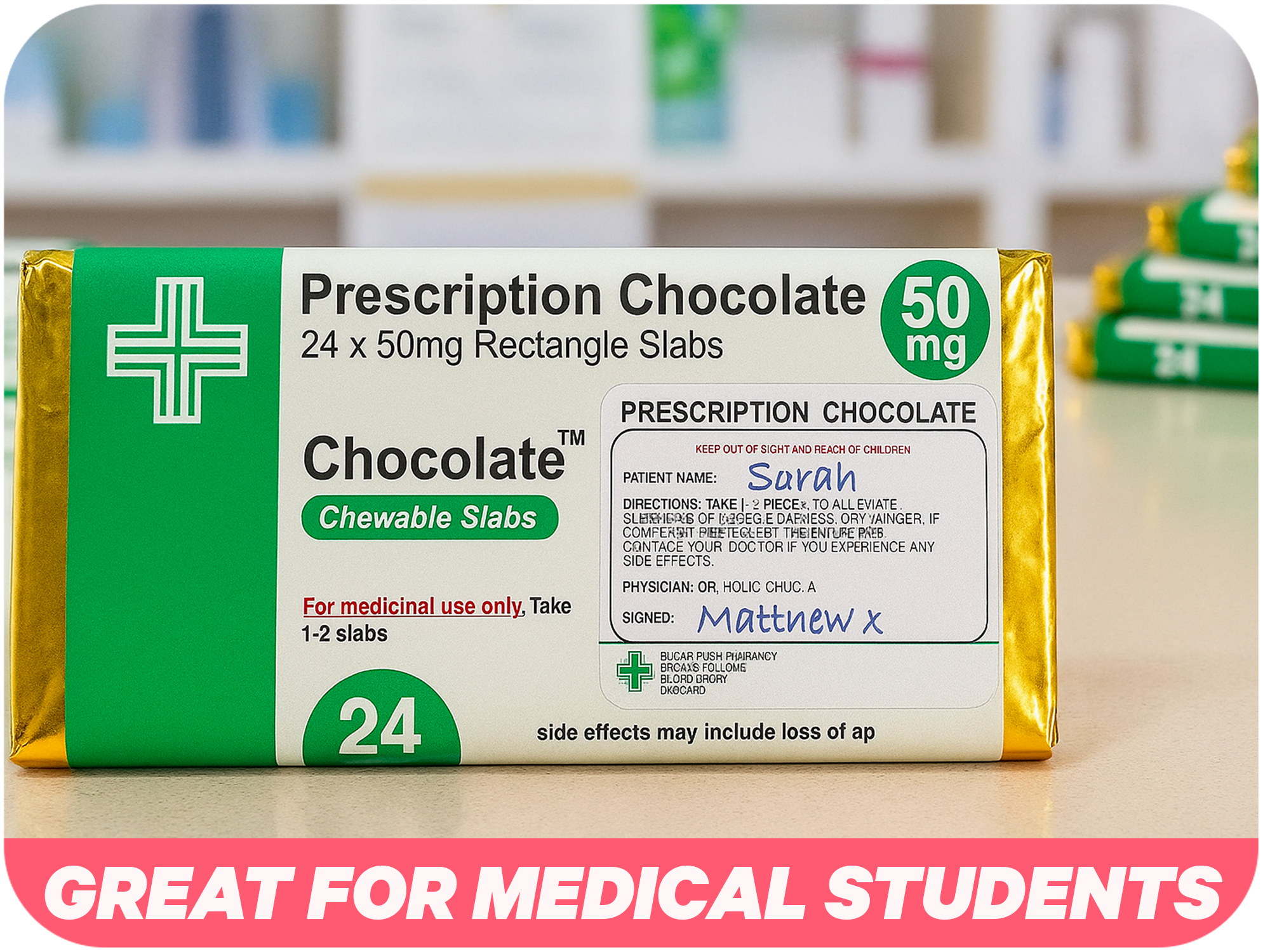 10 X Prescription Chocolate Bar Wrappers | Novelty Joke Fits Most Chocolate Bars