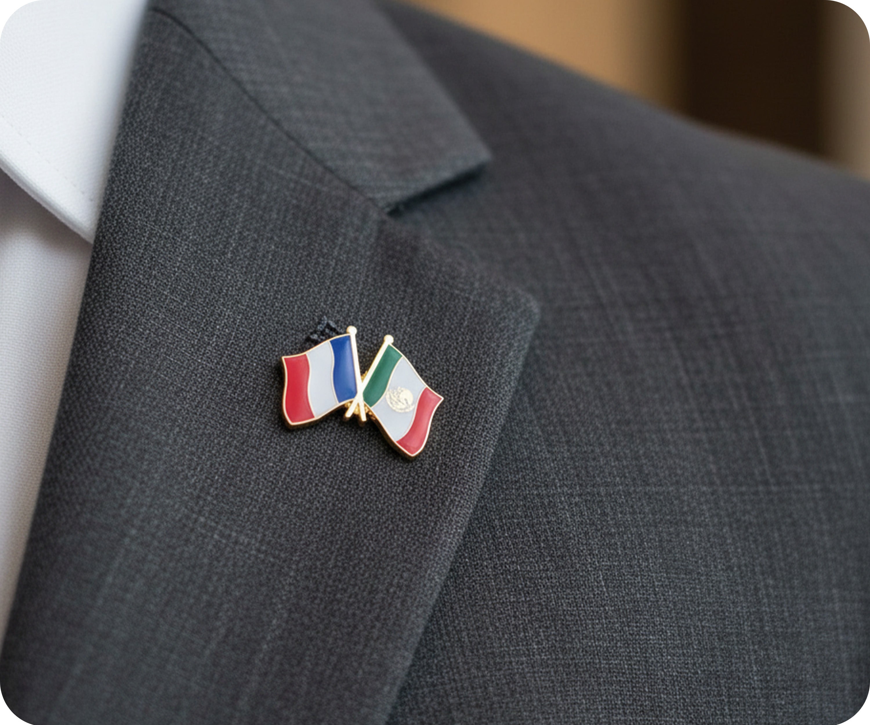 France & Mexico Friendship Pin Badge
