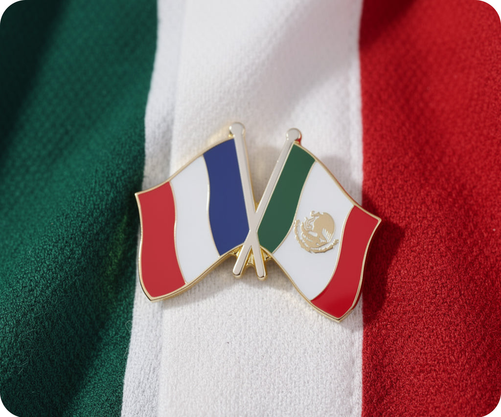 France & Mexico Friendship Pin Badge