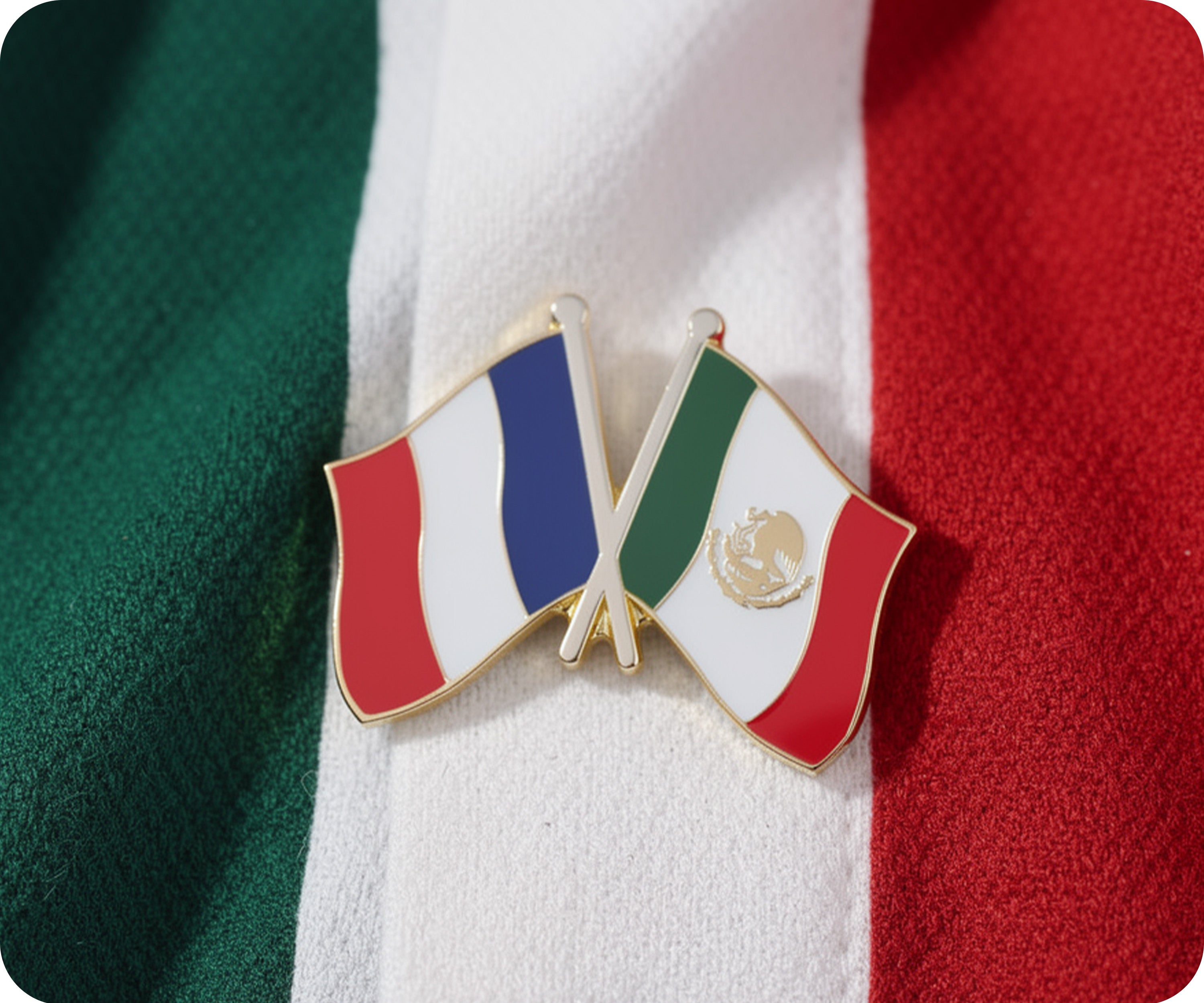 France & Mexico Friendship Pin Badge