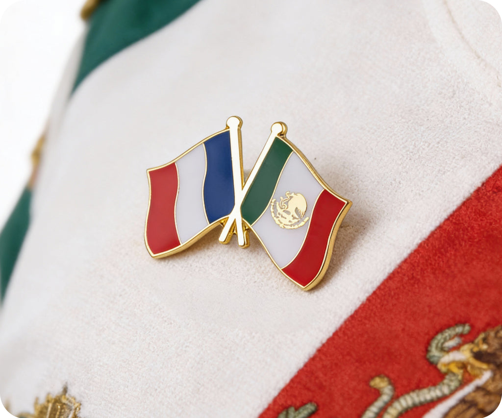 France & Mexico Friendship Pin Badge