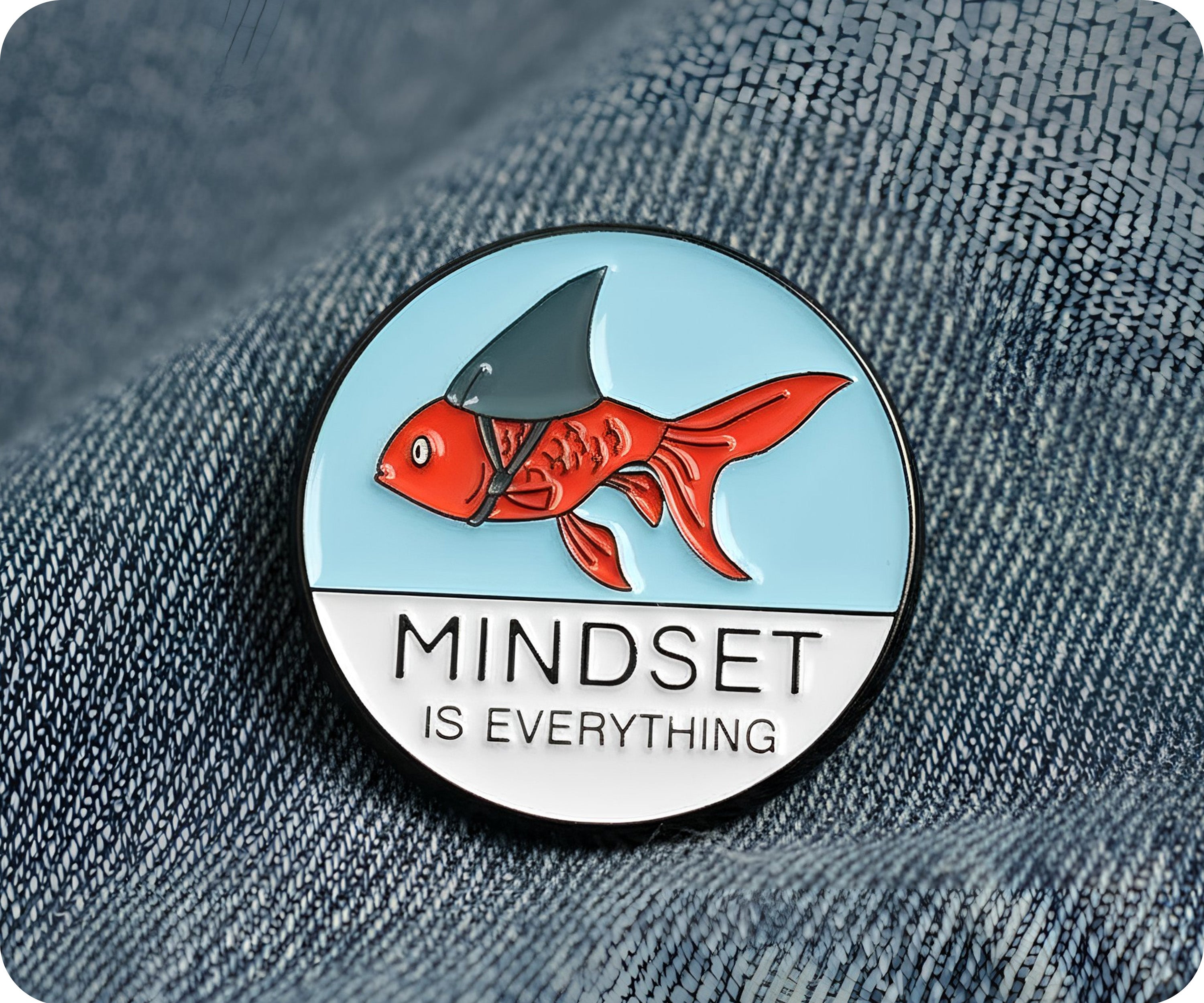 Mindset Goldfish Shark Pin Badge
