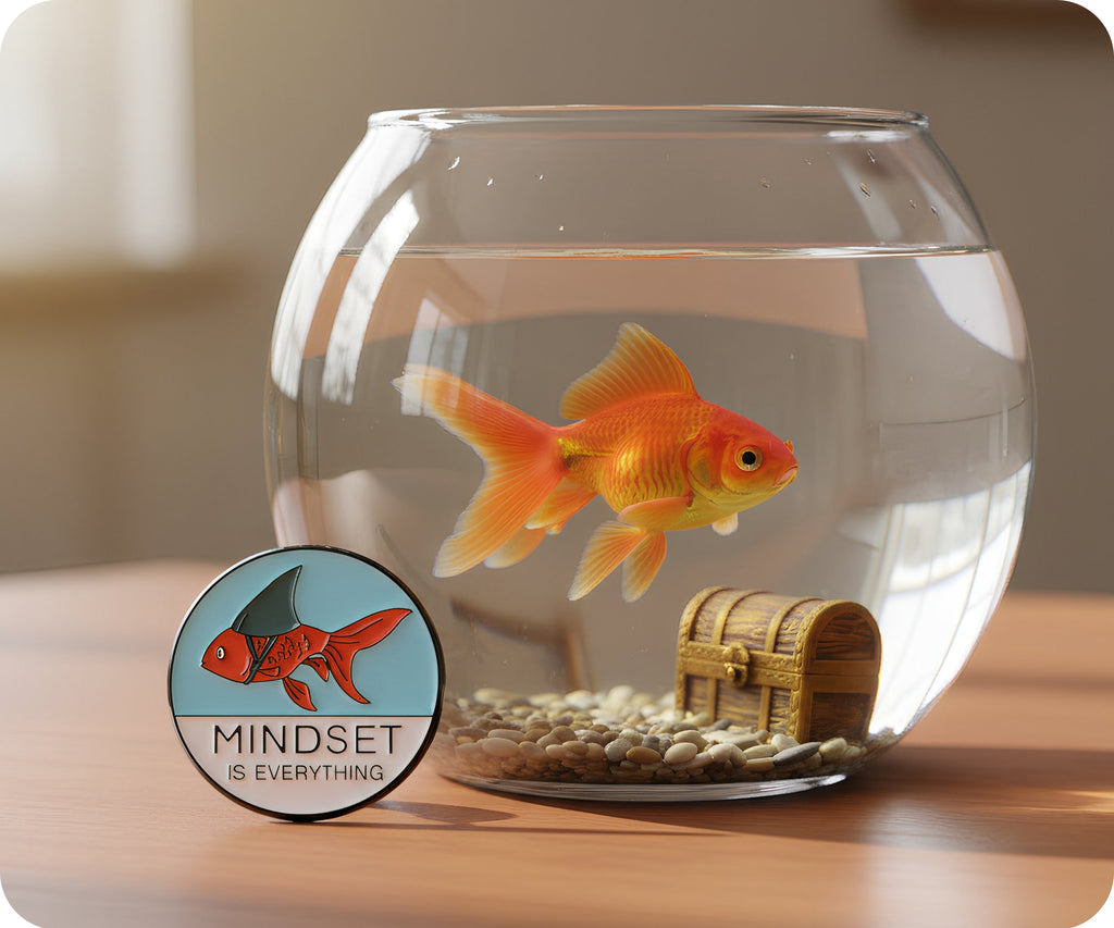Mindset Goldfish Shark Pin Badge