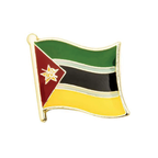 A pin badge featuring the Mozambique flag with a metal butterfly fixing. © Tigoli® 2026 All Rights Reserved Panda Loco Ltd 