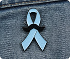 Blue Ribbon Moustache Pin Badge