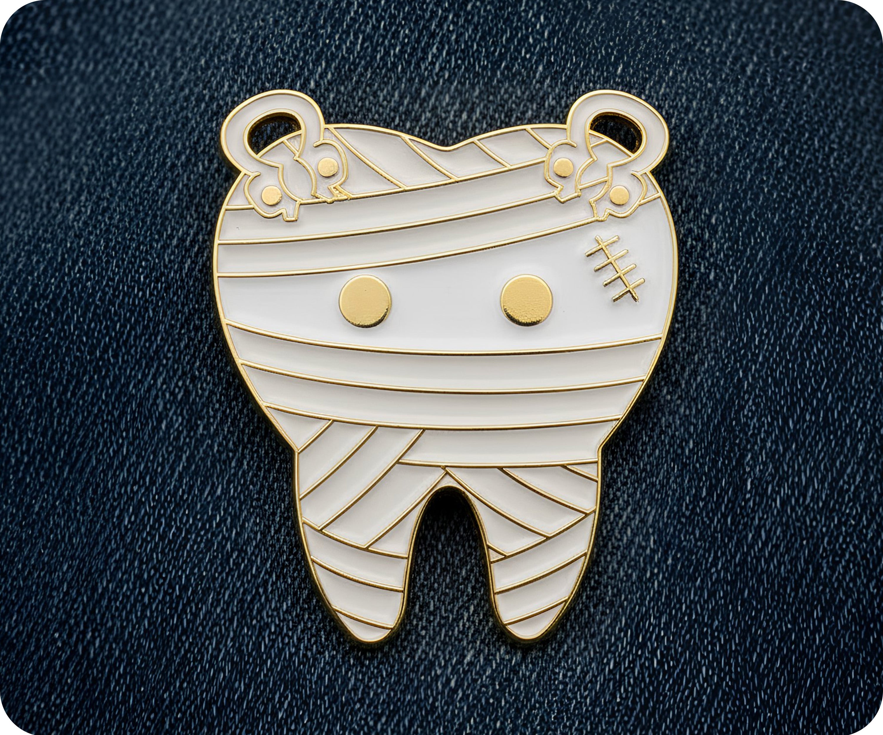 Insignia con Pin de Diente de Dentista para Zombi Momia