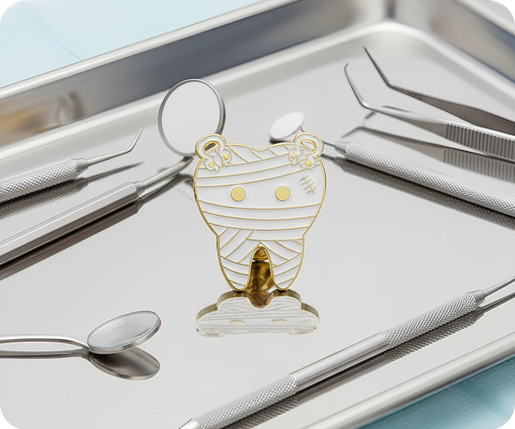 Insignia con Pin de Diente de Dentista para Zombi Momia