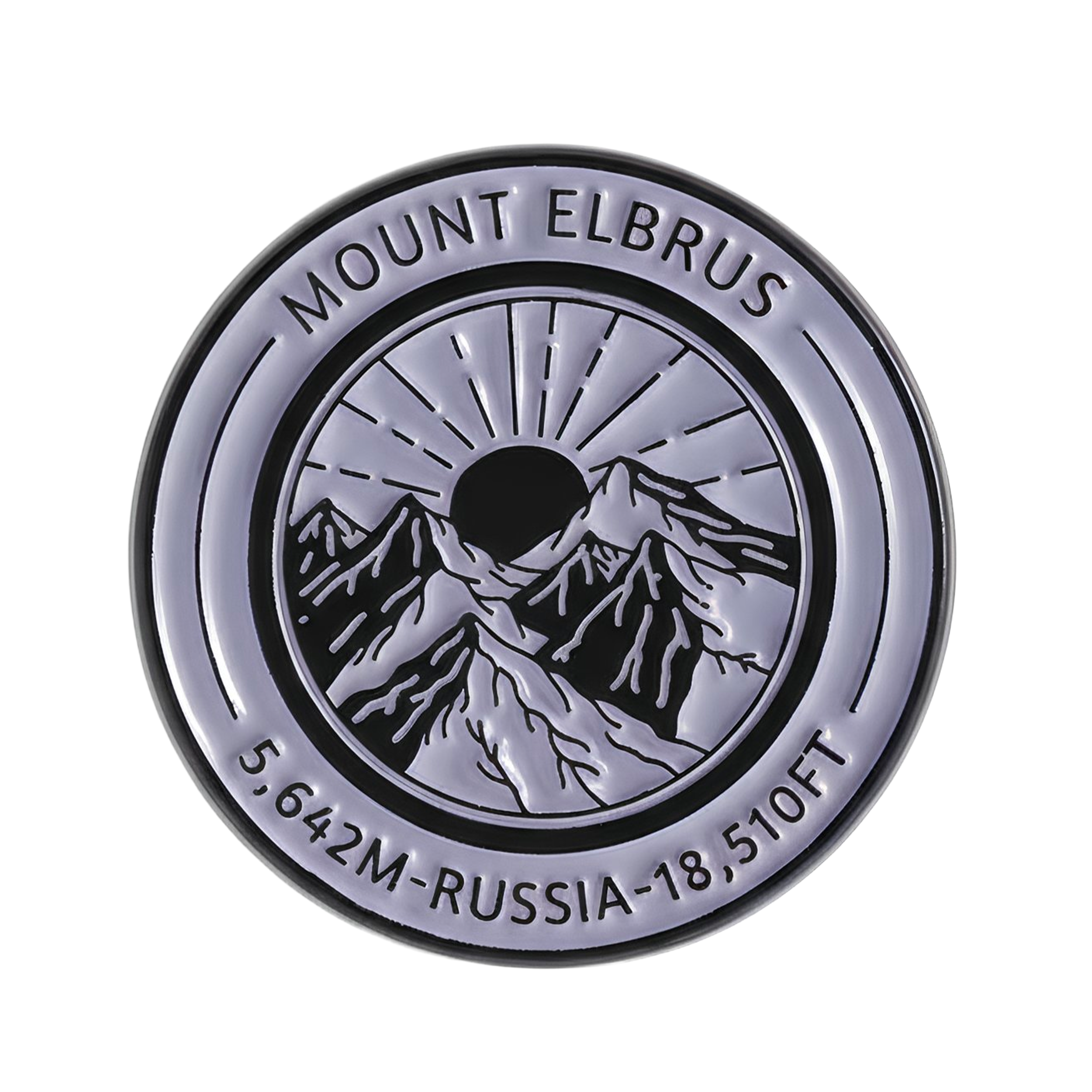 Pin de Solapa Redondo Gris Monte Elbrús Rusia