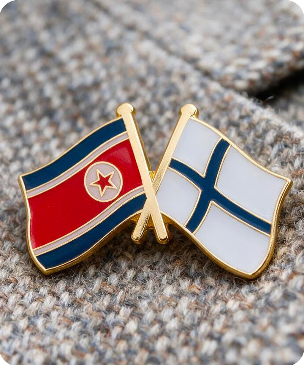 North Korea and Finland Friendship Pin Badge