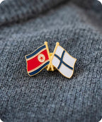 North Korea and Finland Friendship Pin Badge