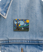 Starry Night Inspired Enamel Lapel Pin Badge