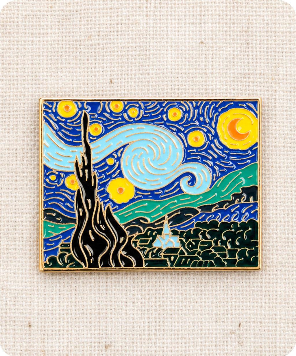 Starry Night Inspired Enamel Lapel Pin Badge