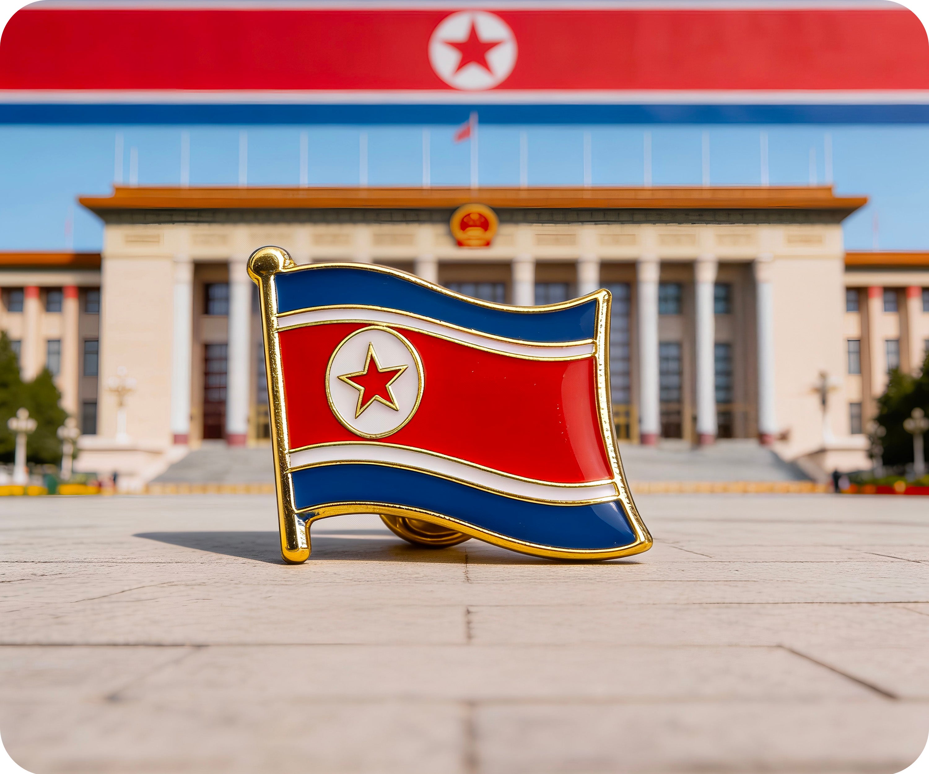 North Korea Flag Pin Badge