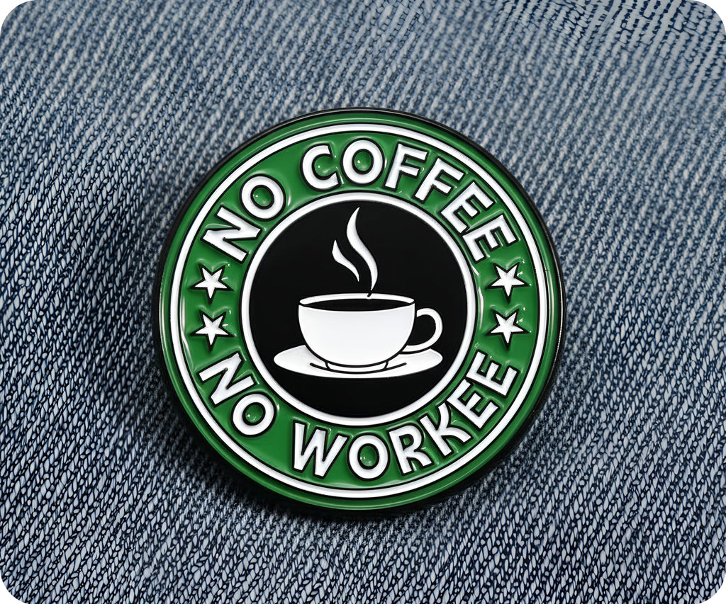 No Coffee No Workee Pin Badge