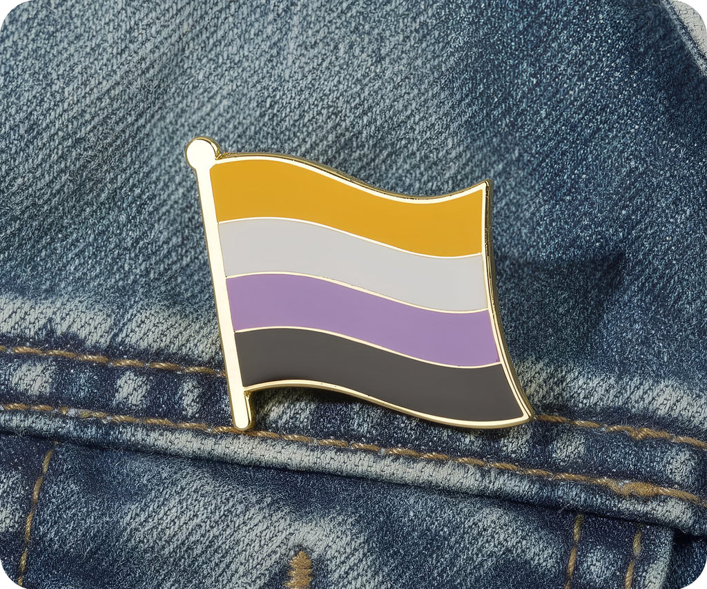 Pin con la bandera no binaria 