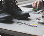 Progress Pride LGBTQI+ Flag Dog Tag Keyring | Metal Enamel
