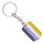 Progress Pride LGBTQI+ Flag Dog Tag Keyring | Metal Enamel