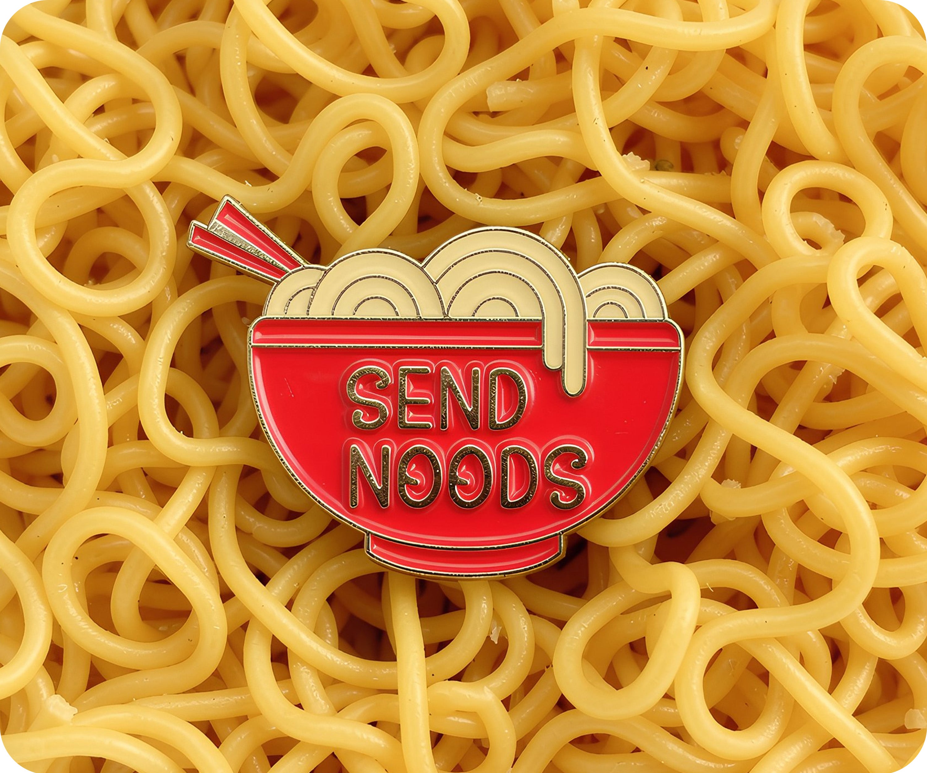 Send Nudes Noods Noodles Pin Badge