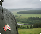 Norway & Belarus Red Stripe Friendship Pin Badge