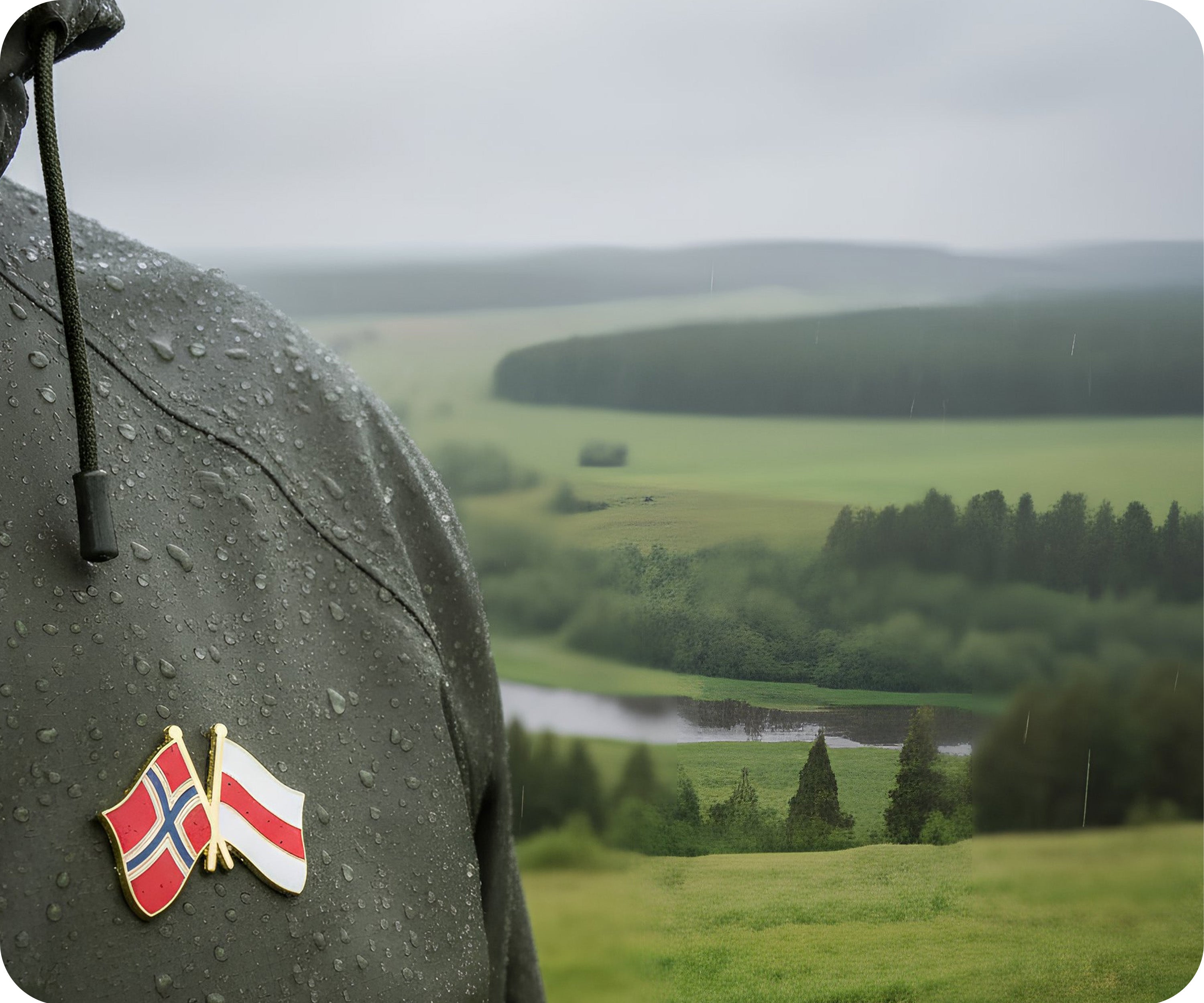Norway & Belarus Red Stripe Friendship Pin Badge