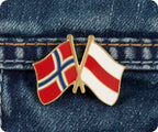 Norway & Belarus Red Stripe Friendship Pin Badge