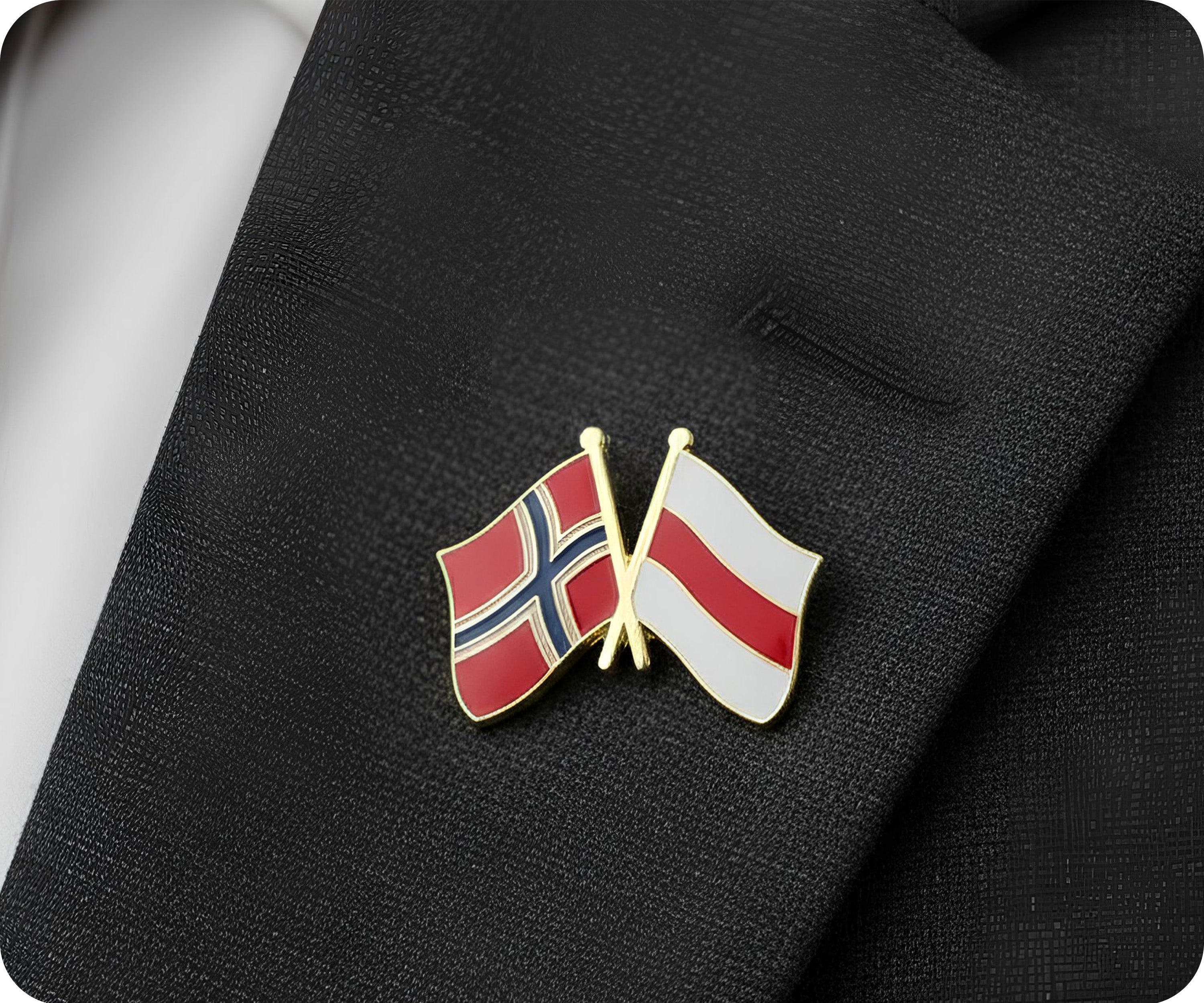 Norway & Belarus Red Stripe Friendship Pin Badge
