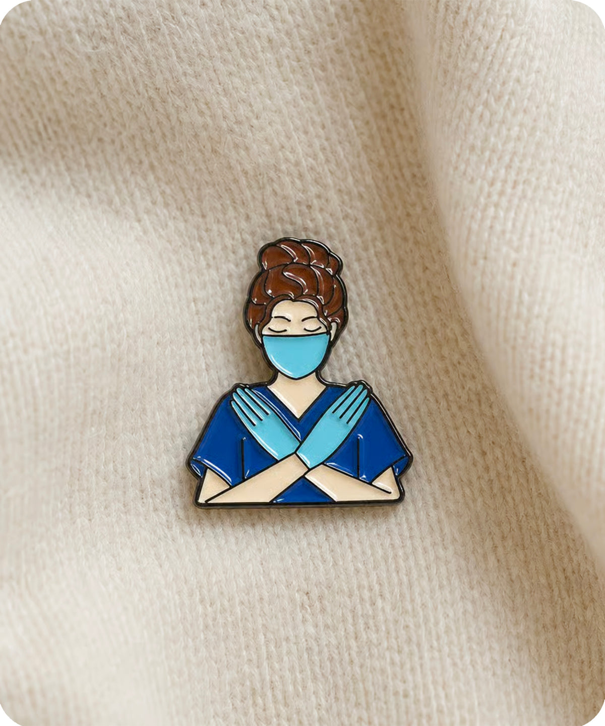 Nurse Gloves & Mask Enamel Pin Badge