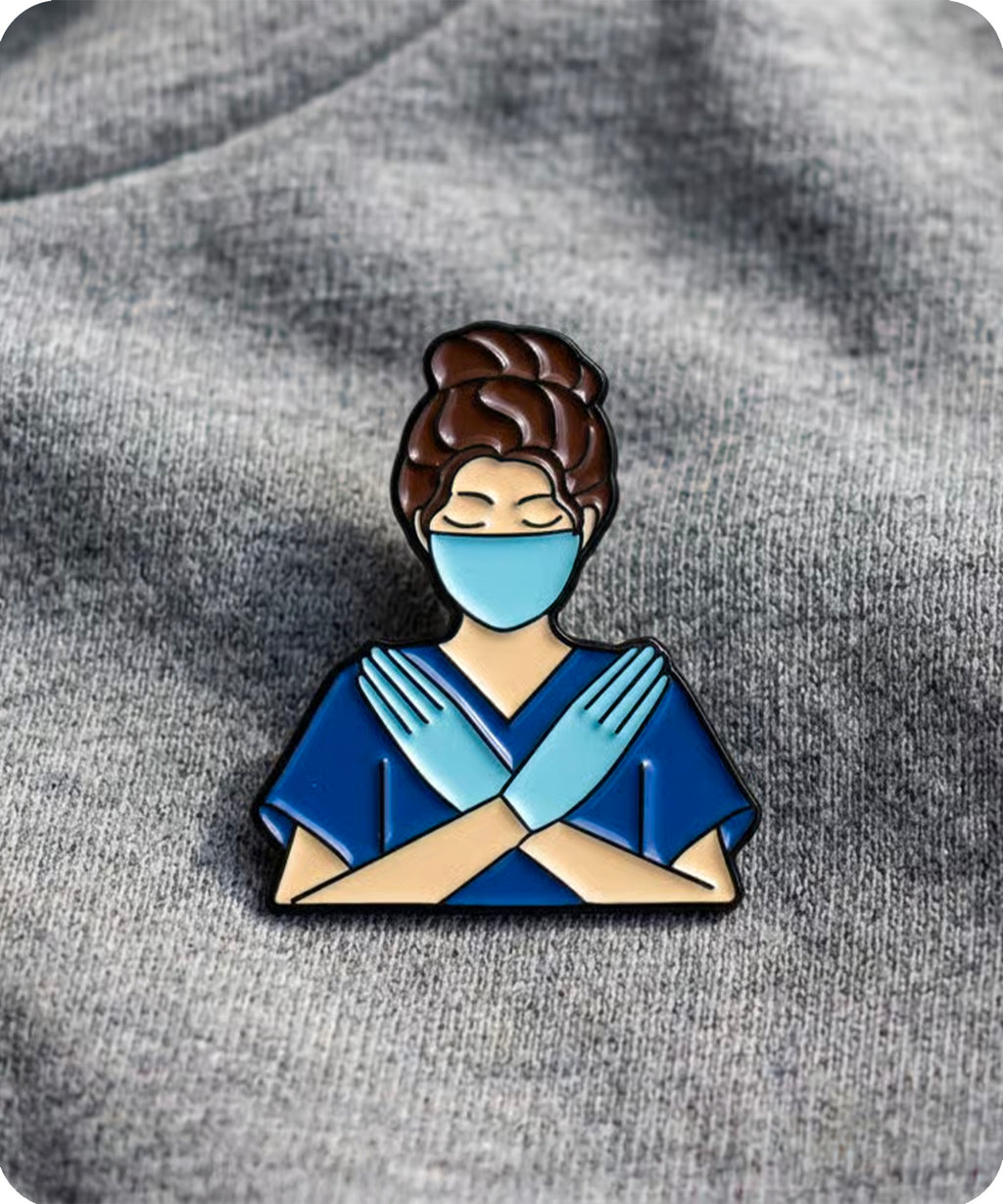 Nurse Gloves & Mask Enamel Pin Badge