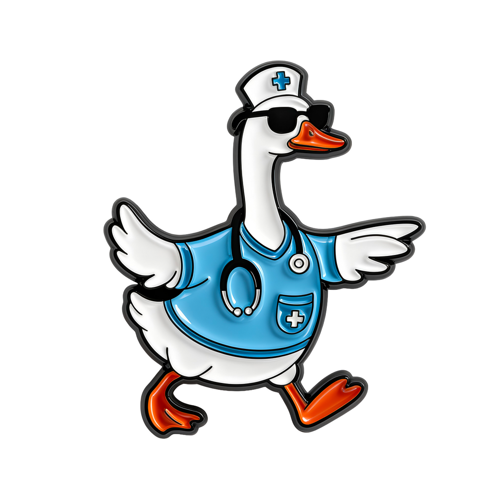 Nurse Goose Pirate Medical Pin Badge