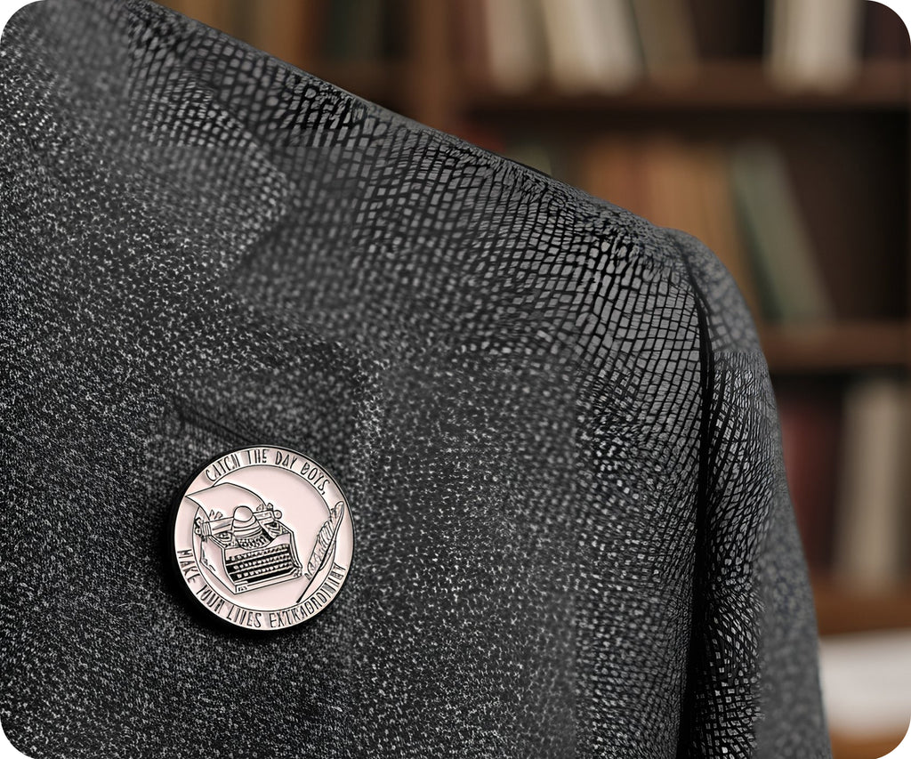 Catch The Day Writer Round Pin Badge