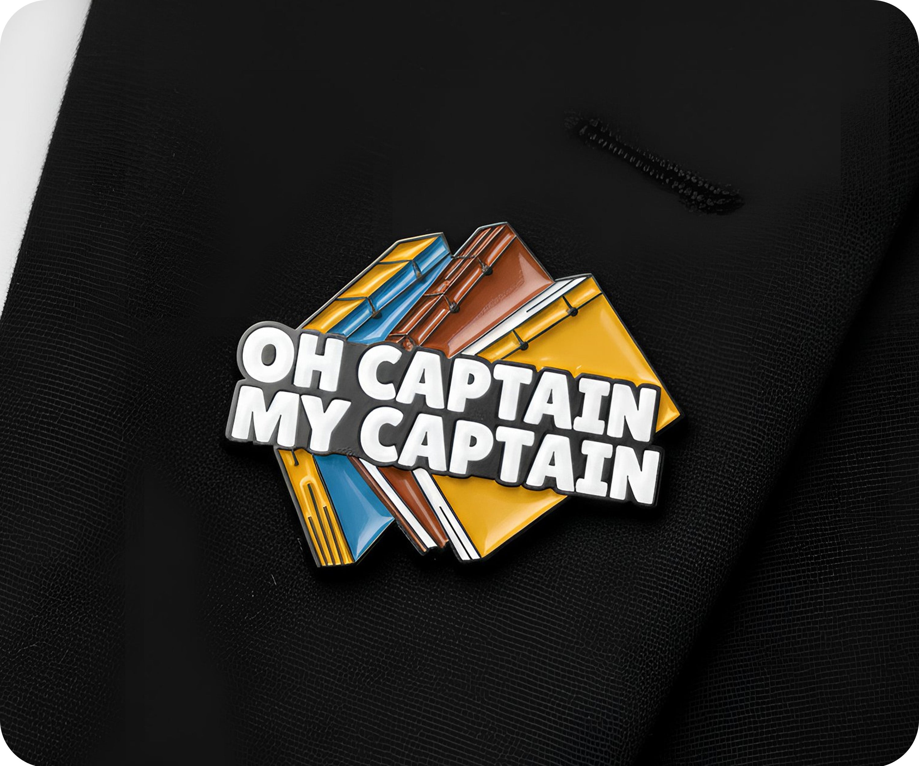 Oh Capitán Mi Capitán Libros Escritura Pin Insignia