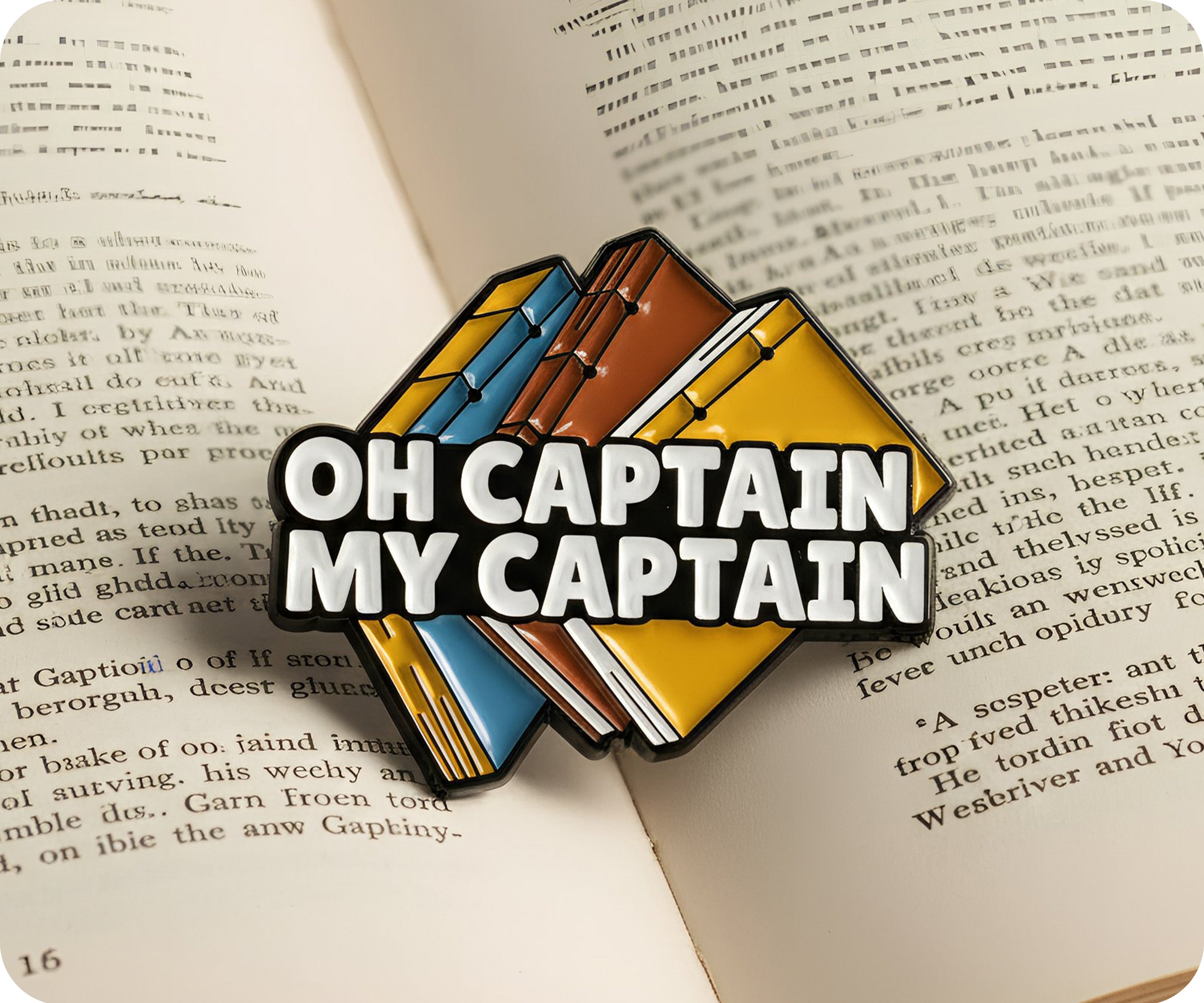 Oh Capitán Mi Capitán Libros Escritura Pin Insignia