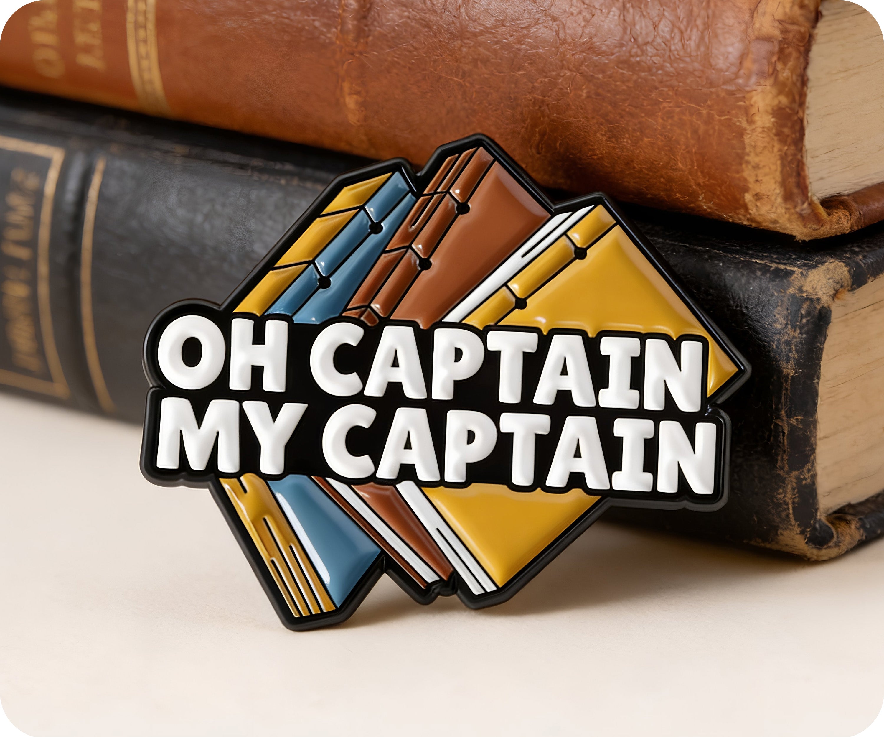 Oh Capitán Mi Capitán Libros Escritura Pin Insignia