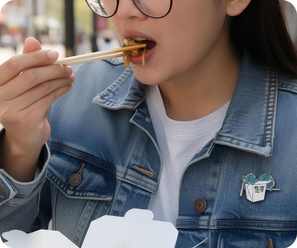 Octopus Noodles Box Pin Badge