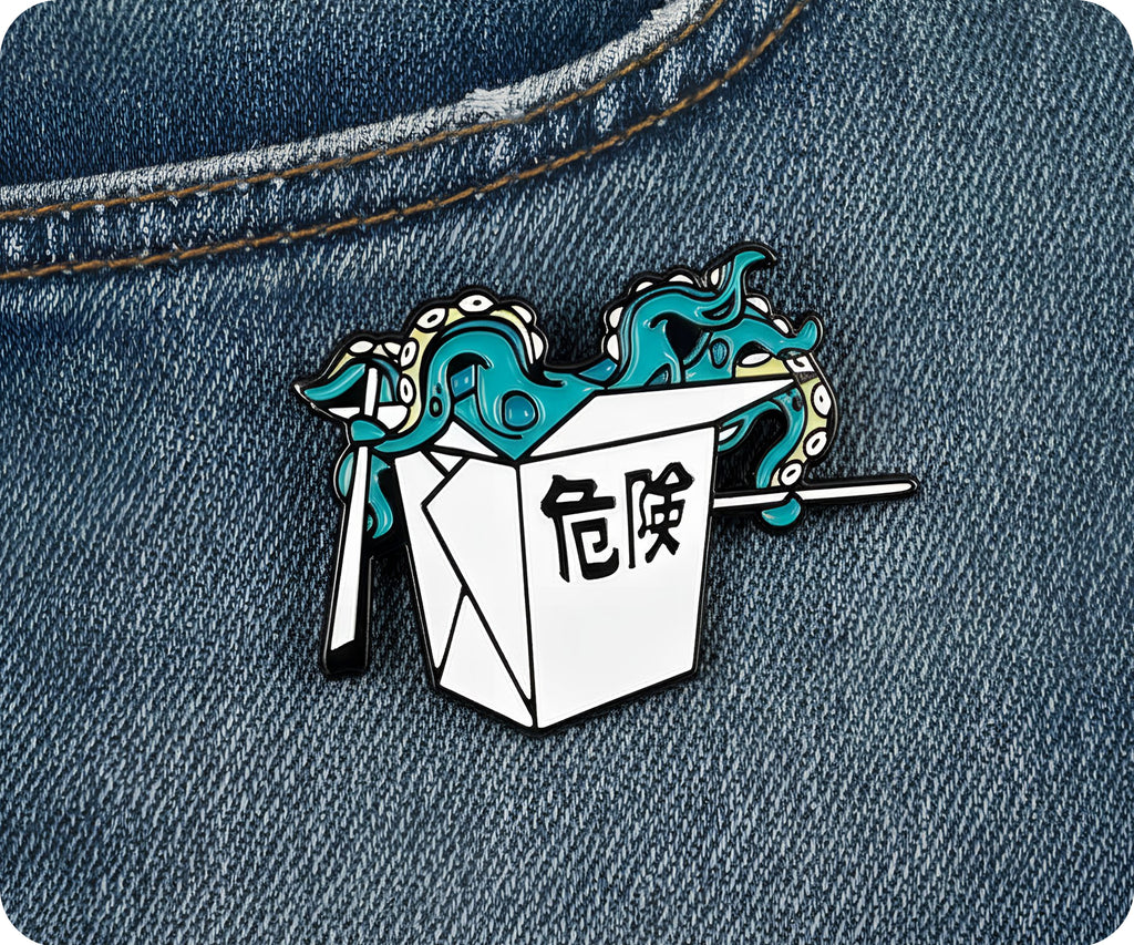 Octopus Noodles Box Pin Badge
