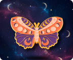Pin espiritual de mariposa mística naranja y morada